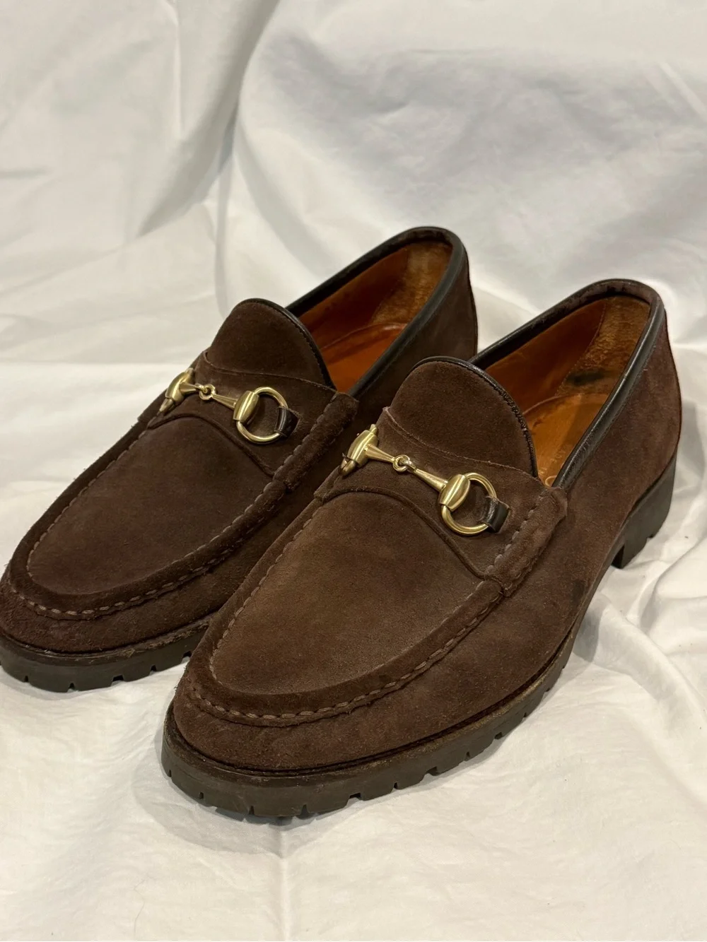 Gucci Dark Brown Suede Horsebit Loafers